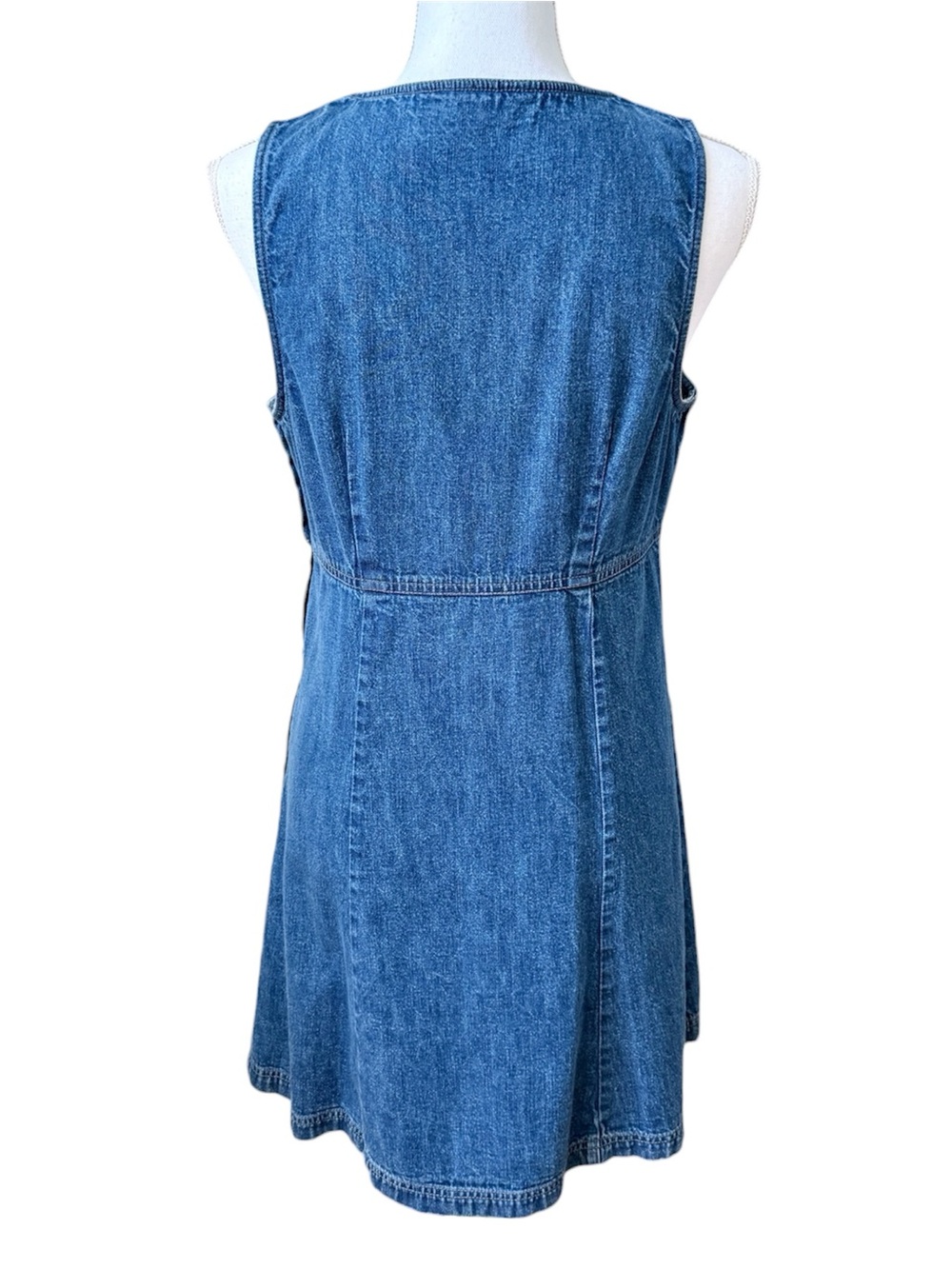 AE Studio Classic Blue Denim V-Neck Sleeveless Mini Dress Size M - Picture 3 of 10